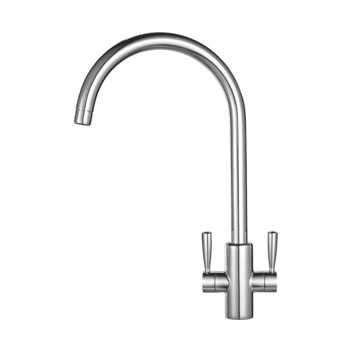 Kitchen Mixer Tap Mono Mixer Double Lever Chrome Swivel Spout Modern Faucet - Image 5