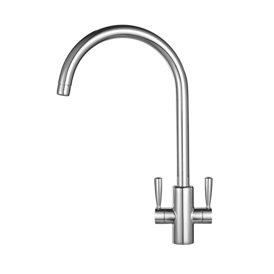 Kitchen Mixer Tap Mono Mixer Double Lever Chrome Swivel Spout Modern Faucet - Image 5