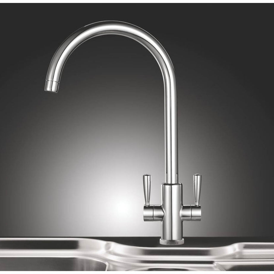 Kitchen Mixer Tap Mono Mixer Double Lever Chrome Swivel Spout Modern Faucet - Image 6