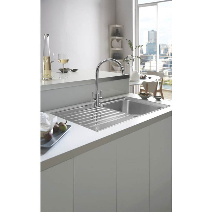 Kitchen Mixer Tap Mono Dual Lever Swivel Spout Chrome Modern Sink-Mounted - Image 7