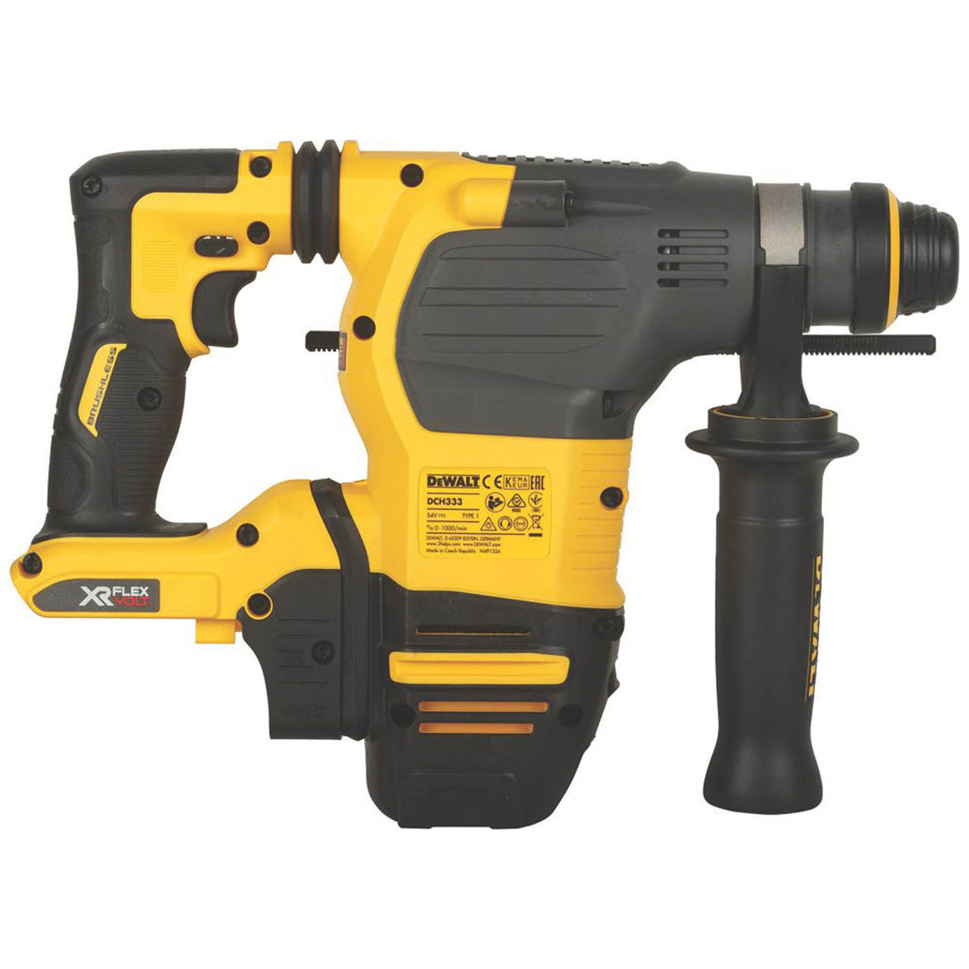 DEWALT DCH333NT-XJ 3.7kg 54V Li-Ion XR FlexVolt Brushless Cordless SDS + Rotary Hammer Drill - Bare - Image 6