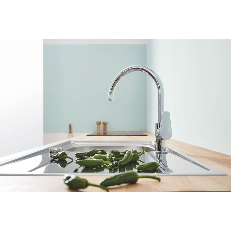 Grohe Kitchen Tap Mono Mixer Chrome Single Lever Swivel Spout Modern Faucet - Image 3
