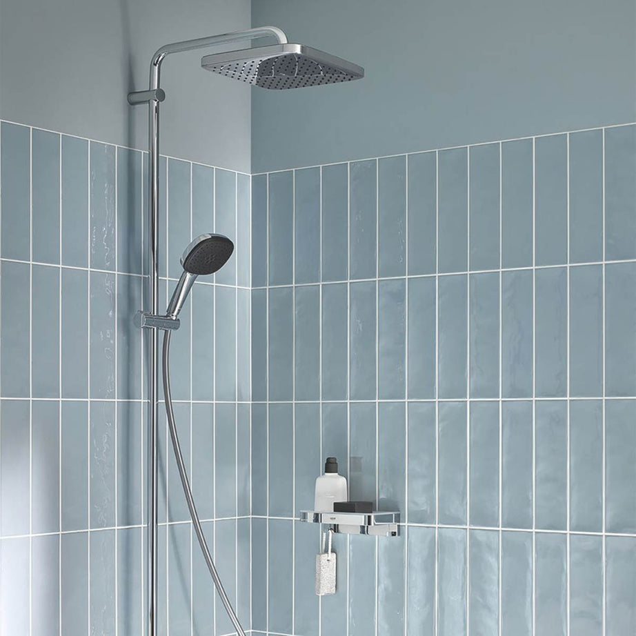 Grohe Thermostatic Shower System Exposed Chrome Bath Outlet Twin Square Head - Image 6