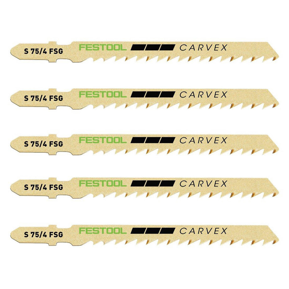 Festool Jigsaw Blades 204316CARVEXS75/4FSG/5 Wood Universal 75mm Pack Of 5 - Image 1