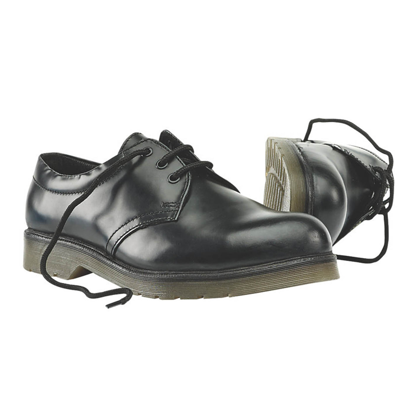 Safety Shoes Mens Wide Fit Black Leather Steel Toe Lightweight Flexible Size 9 - Image 1