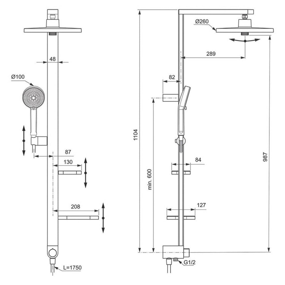Ideal Standard Dual Mixer Shower Thermostatic 2 Spray Pattern Silk Black Round - Image 2