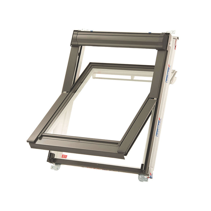 Keylite Centre Pivot Roof Window T01 Manual White Painted Timber Clear 550x780mm - Image 1