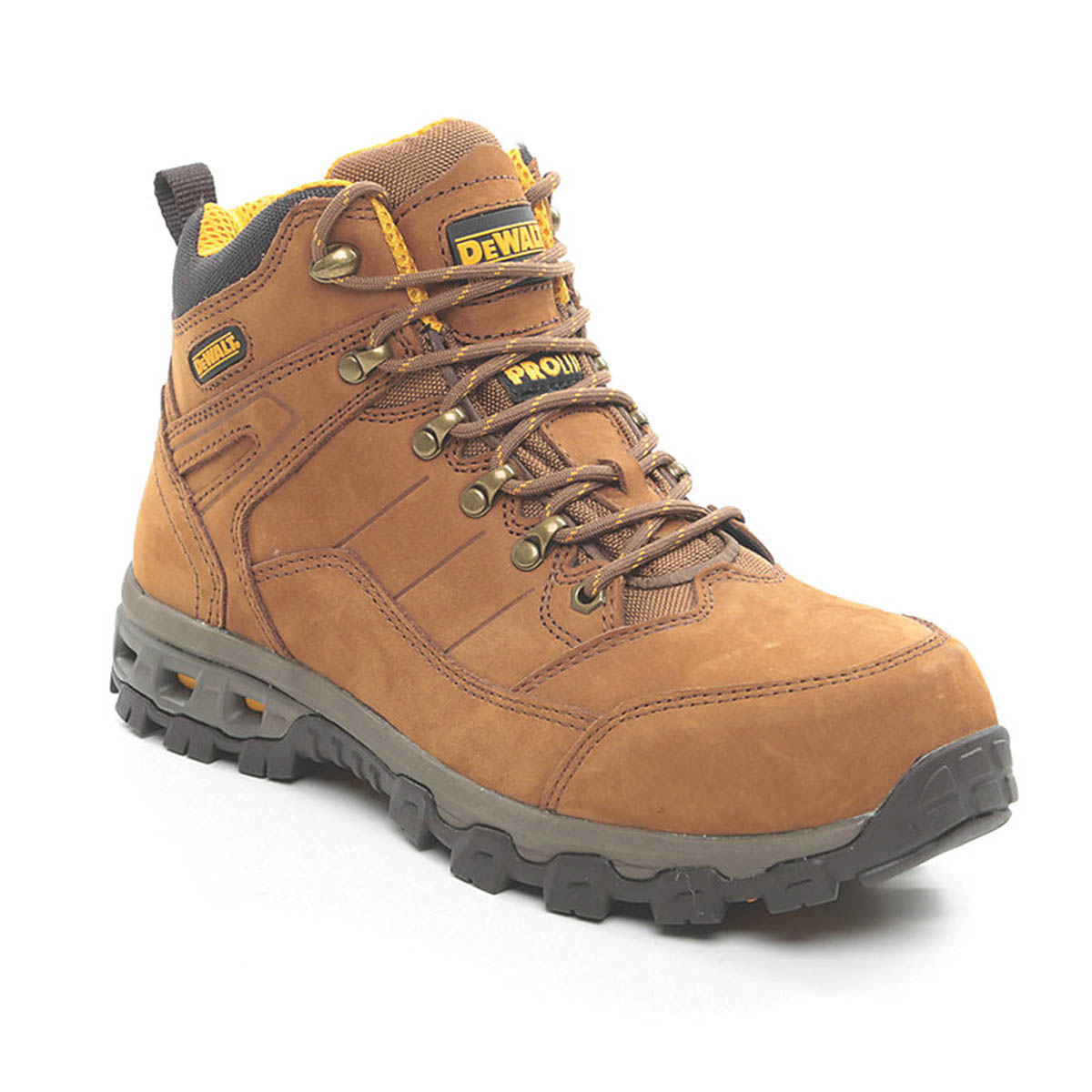 DeWalt Safety Boots Mens Wide Fit Brown Leather Work Shoes Aluminium Toe Size 12 - Image 1