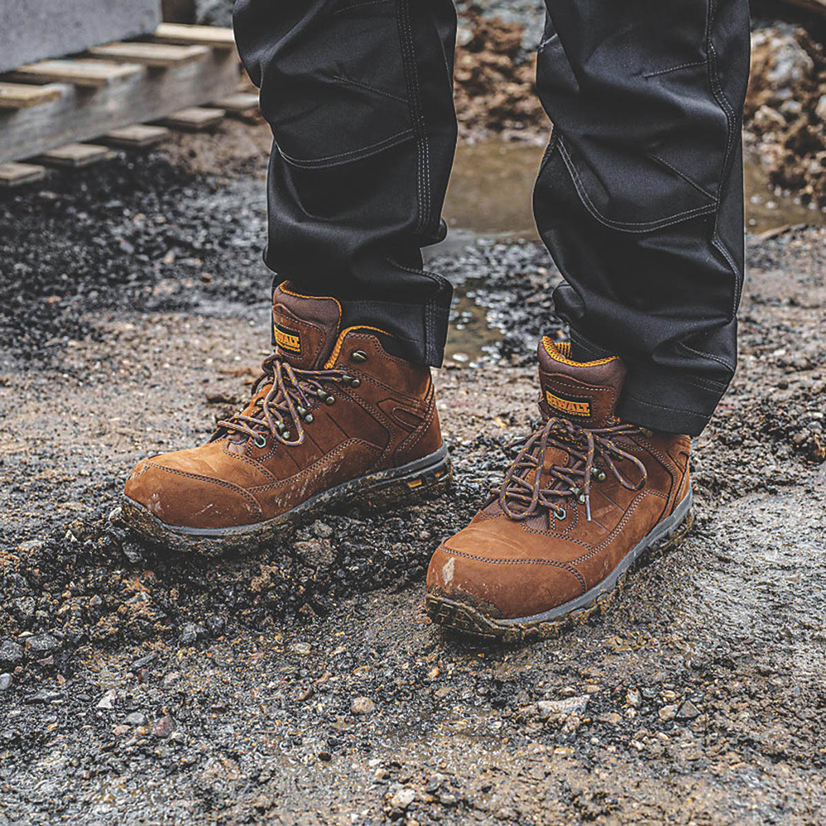 DeWalt Safety Boots Mens Wide Fit Brown Leather Work Shoes Aluminium Toe Size 12 - Image 6