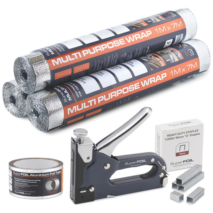 SuperFOIL Shed Insulation Kit Staple Gun Staples Tape Roofs & Walls 1m x 21m - Image 2