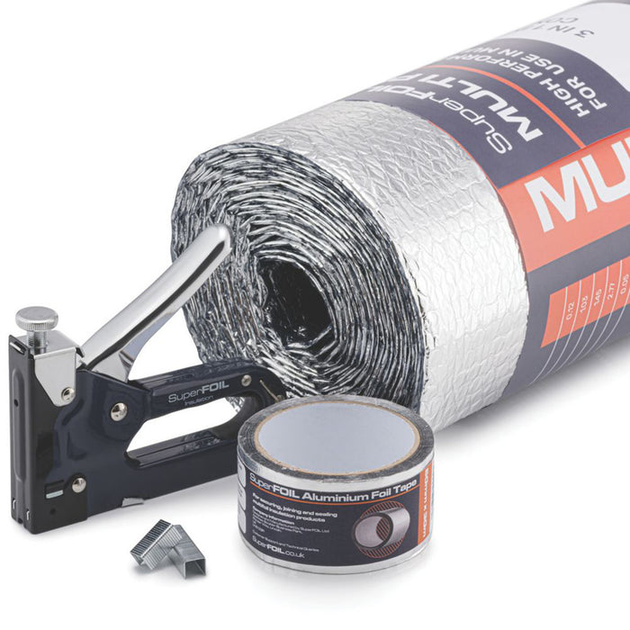 SuperFOIL Shed Insulation Kit Staple Gun Staples Tape Roofs & Walls 1m x 21m - Image 4