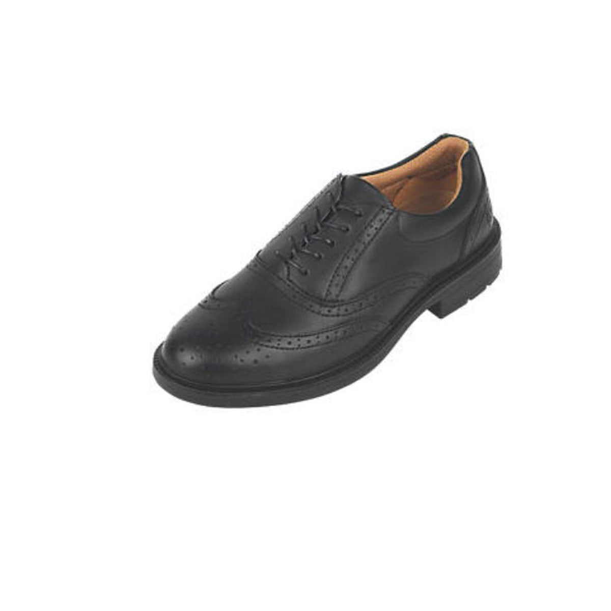 Safety Shoes Mens Wide Fit Black Leather Flat Heel Work Boots Steel Toe Size 7 - Image 1