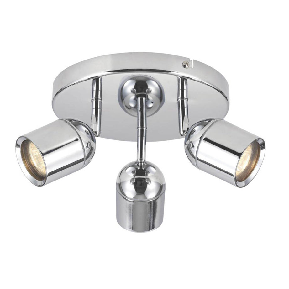 Bathroom Spotlight 3-Way Chrome Adjustable Heads Steel Body Ceiling Cylinder - Image 1