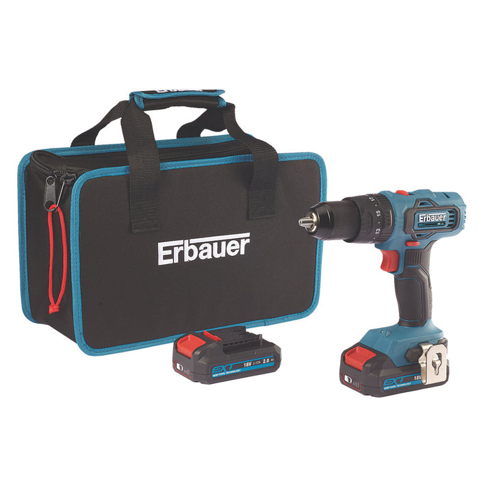 Erbauer Combi Drill EBCD18Li-2 Cordless LED Variable Speed 18V 2x2.0Ah Li-lon - Image 1