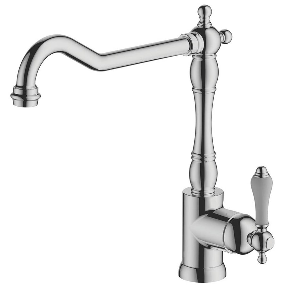 Swirl Kitchen Mixer Tap Swivel Monobloc Single Lever Brass Chrome Traditional - Image 2