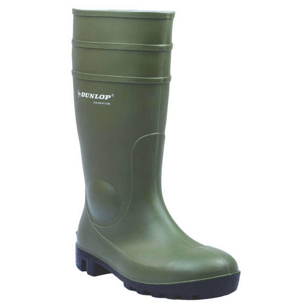 Dunlop Safety Wellies Mens Standard Fit Green Waterproof Steel Toe Size 10 - Image 1