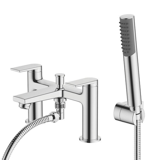 Bathroom Shower Mixer Tap Set Deck-Mounted Dual-Lever Handheld Contemporary - Image 1