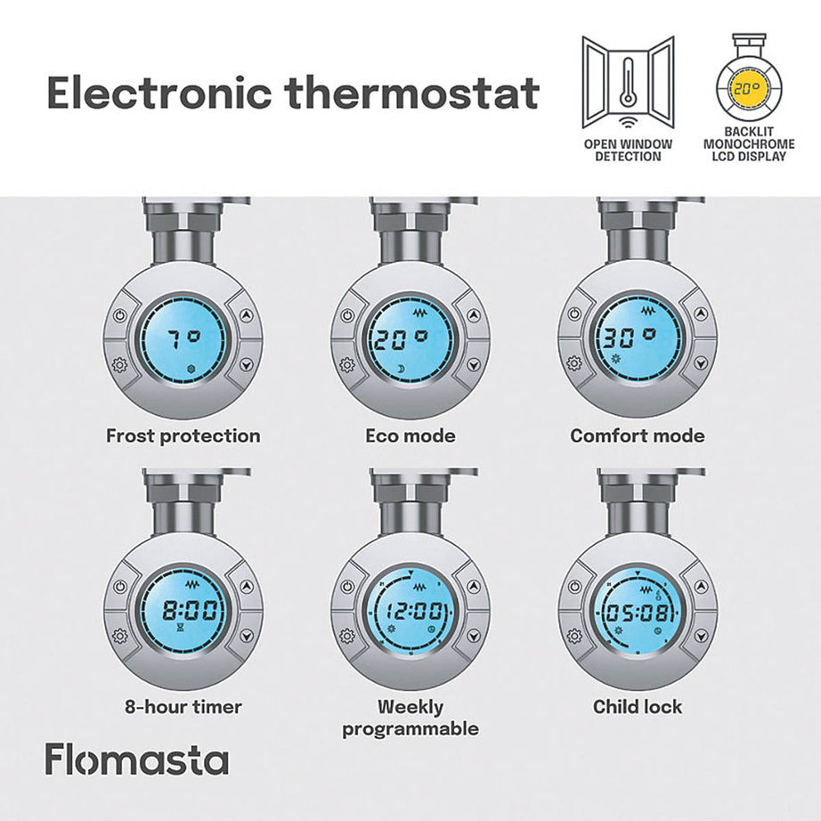 Flomasta Electric Towel Rail Radiator Chrome Curved Bathroom Warmer H160xW60cm - Image 5
