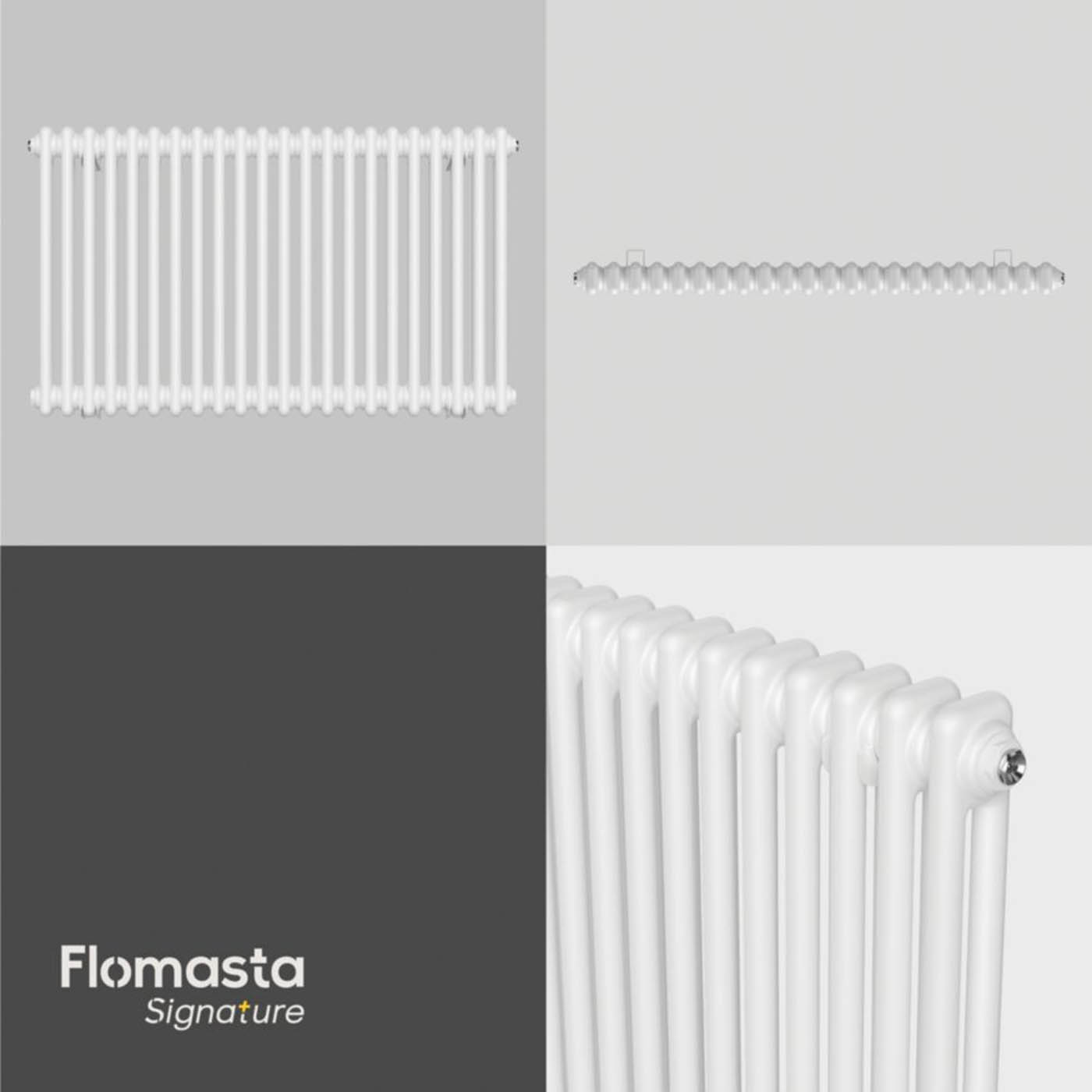 Flomasta 2 Column Radiator White Horizontal Steel Modern Indoor (H)60x(W)101.cm - Image 5