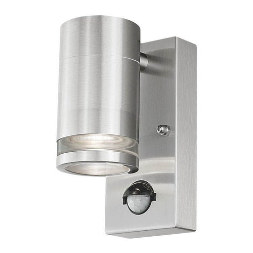 Outdoor Wall Light With PIR & Photocell Sensor Stainless Steel GU10 Base 2 Pack - Image 1