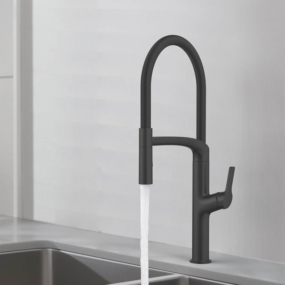 Swirl Kitchen Tap Mixer Pull Out Matt Black Single Lever Zinc Modern Faucet - Image 3