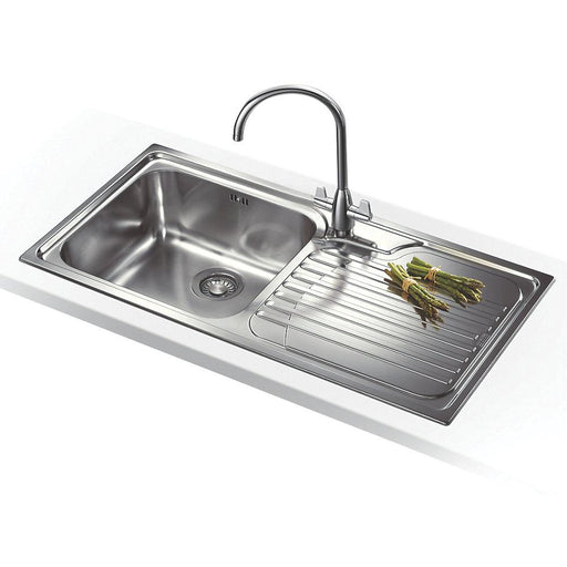 Kitchen Sink Inset Stainless Steel 1 Bowl 1 Tap Hole Waste Drainer Rectangular - Image 1