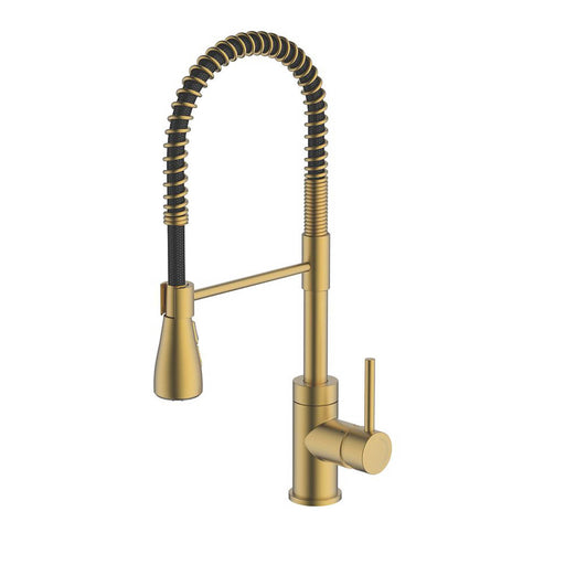 Swirl Kitchen Tap Mixer Single Lever Swivel Spout Brushed Brass Contemporary - Image 1