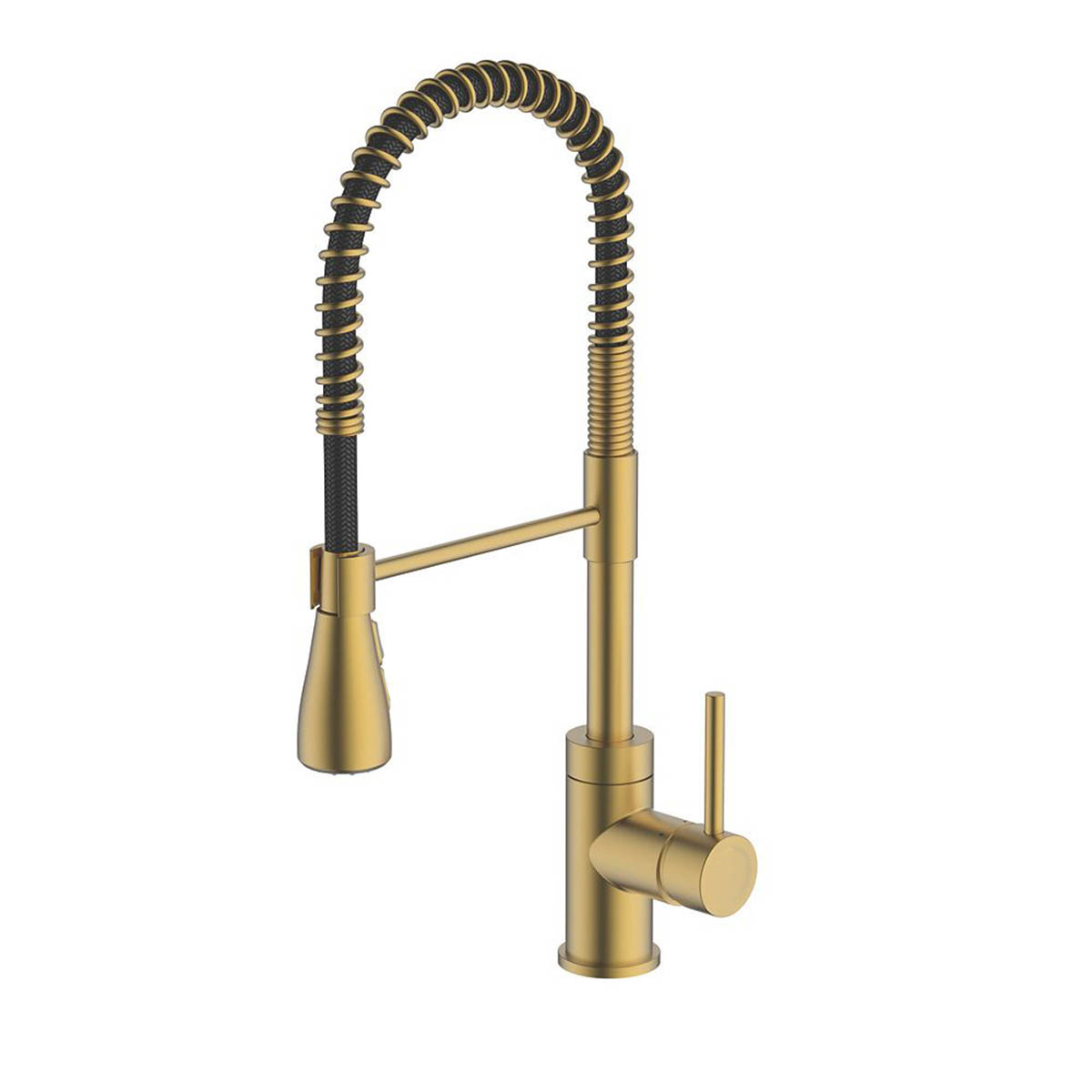 Swirl Kitchen Tap Mixer Single Lever Swivel Spout Brushed Brass Contemporary - Image 1