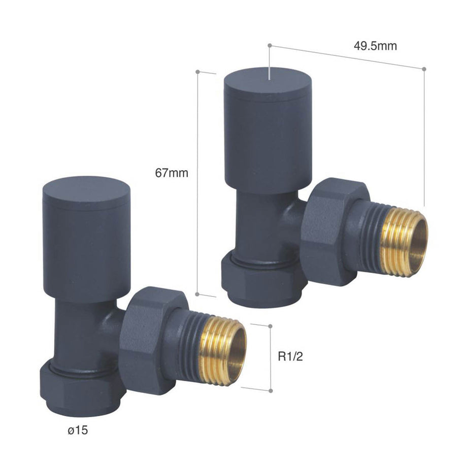 Towelrads Radiator Valve Brass Anthracite Angled Manual  15mm x 1/2" 2 Pack - Image 3