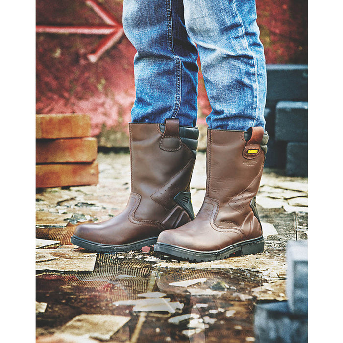 DeWalt Safety Rigger Boots Mens Wide Fit Brown Leather Steel Toe Cap Size 7 - Image 2