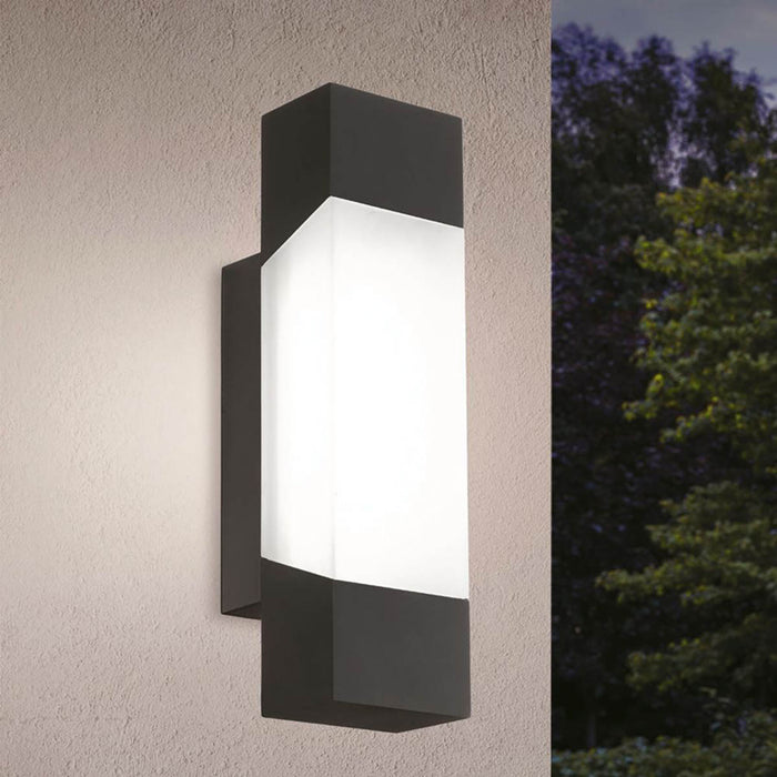 Outdoor LED Wall Light Black Modern Corner Mount Patio Porch Warm White 550lm - Image 2