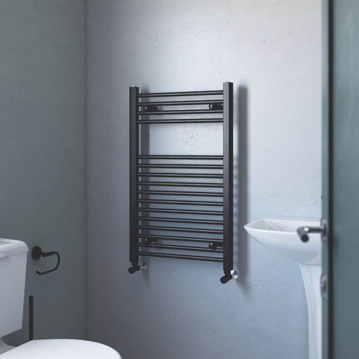 Bathroom Towel Radiator Rail Heater Warmer Flat 80 x 50cm Matt Black 1239BTU - Image 4