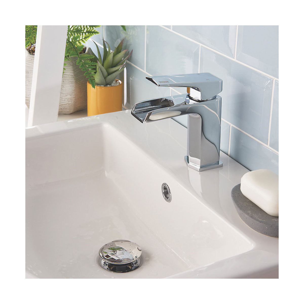 Bristan Basin Tap Mono Mixer Chrome Single Lever Waterfall Bathroom Waste - Image 2