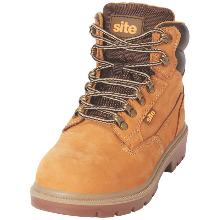 Site Ladies Safety Boots Leather Steel Toe Cap Wide Fit Honey Brown Size 7 - Image 6