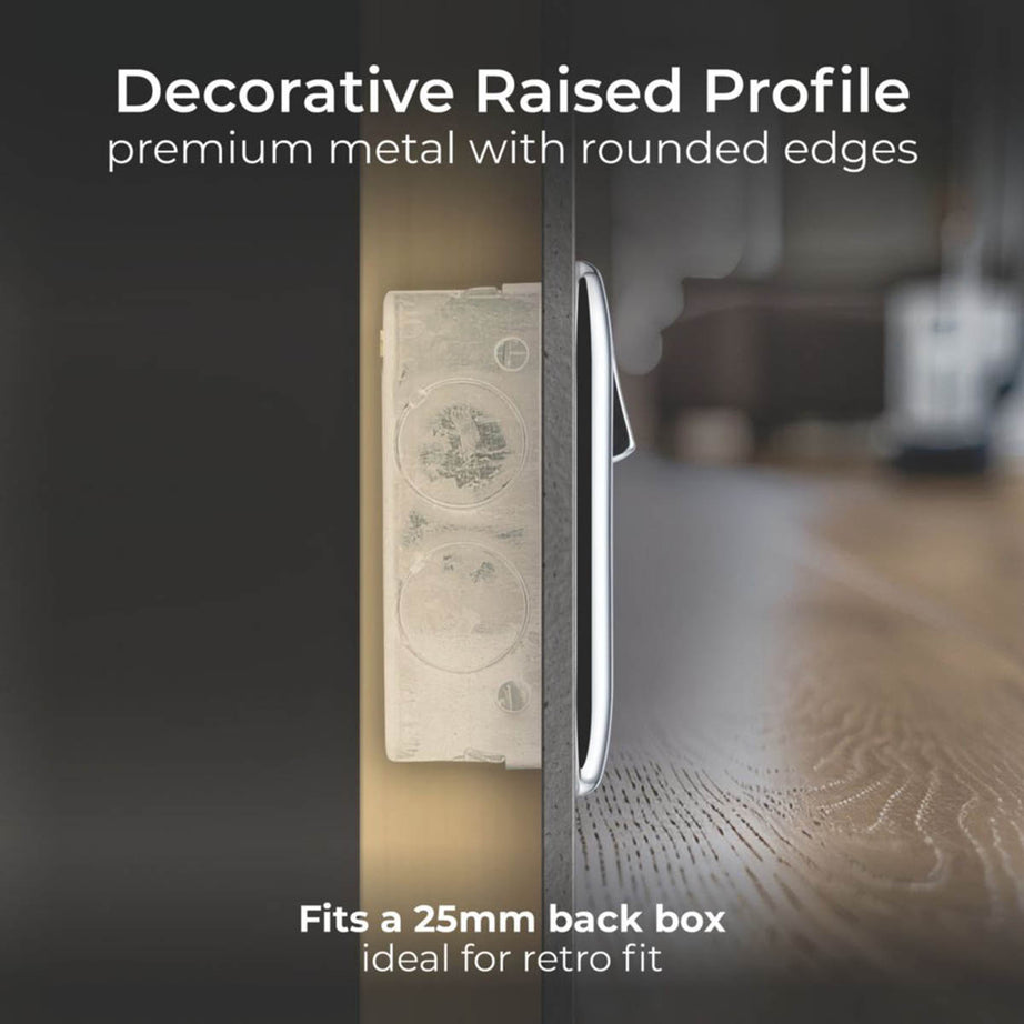 British General Switched Plug Sockets  13A 2-Gang DP Polished Chrome 5 Pack - Image 5