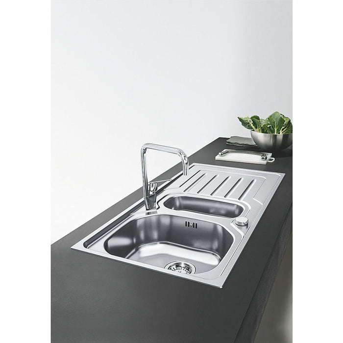 Kitchen Reversible Sink & Drainer 1.5 Bowl Onda Stainless Steel 1000 x 500mm - Image 3