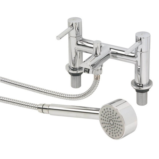 Bath Shower Mixer Tap Bathroom Deck-Mounted Dual Lever Contemporary Chrome - Image 1