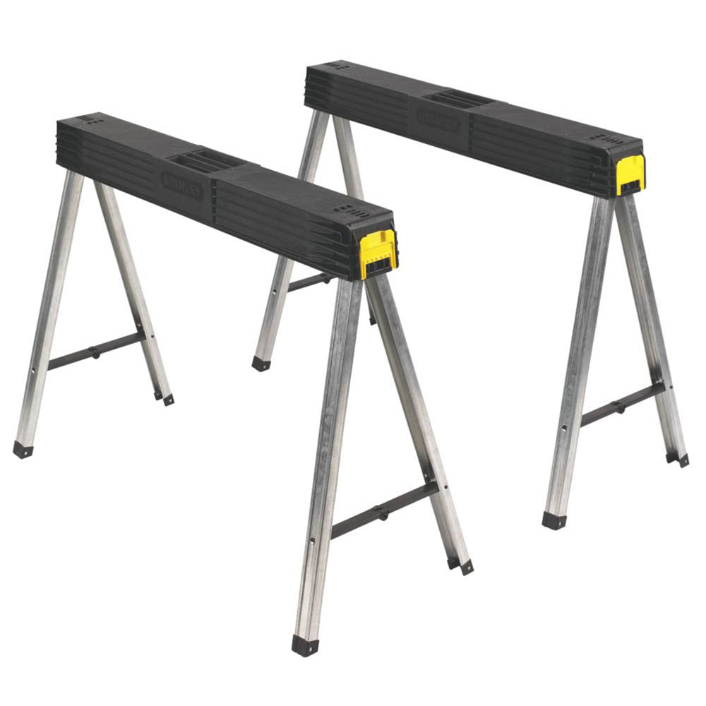 Stanley Saw Horses Folding Builders Work Stand Heavy Duty 109cm Pack Of 2 - Image 1