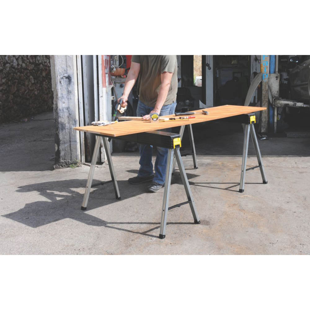 Stanley Saw Horses Folding Builders Work Stand Heavy Duty 109cm Pack Of 2 - Image 3