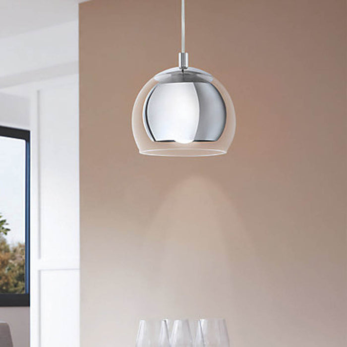 Pendant Ceiling Light Silver Single Hanging Adjustable Drop Clear Glass Shade - Image 3