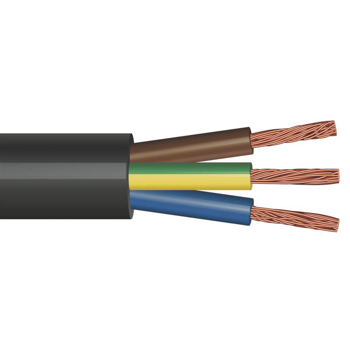 Time Flexible Cable 3-Core 2183Y Black PVC Sheathed Indoor 0.75mm² 25m Drum - Image 1