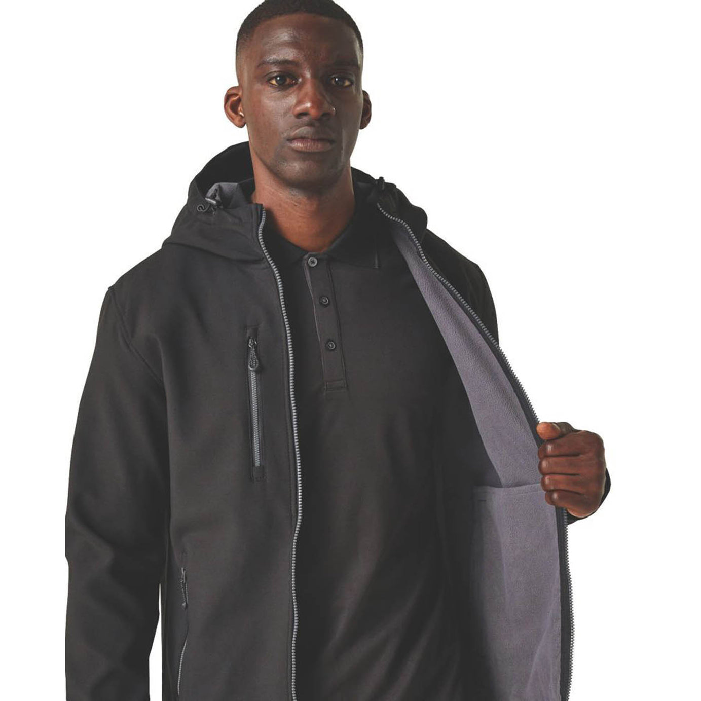 Regatta Work Jacket Mens Black 2 Layer Hooded Coat Full Zip X Large 43.5in Chest - Image 5