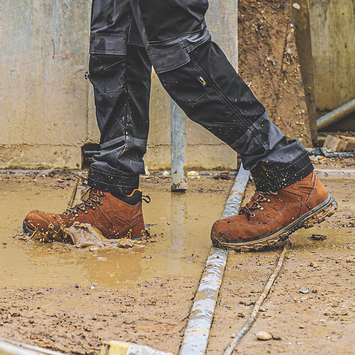 DeWalt Safety Boots Mens Wide Fit Brown Leather Work Shoes Aluminium Toe Size 8 - Image 7