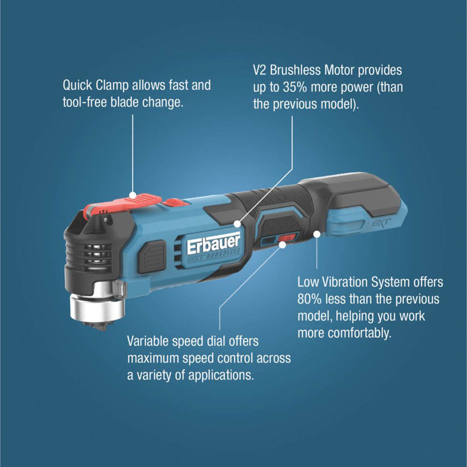 Erbauer ERI1080MLT 18V Li-Ion EXT Brushless Cordless Multi-Tool - Bare - Image 3