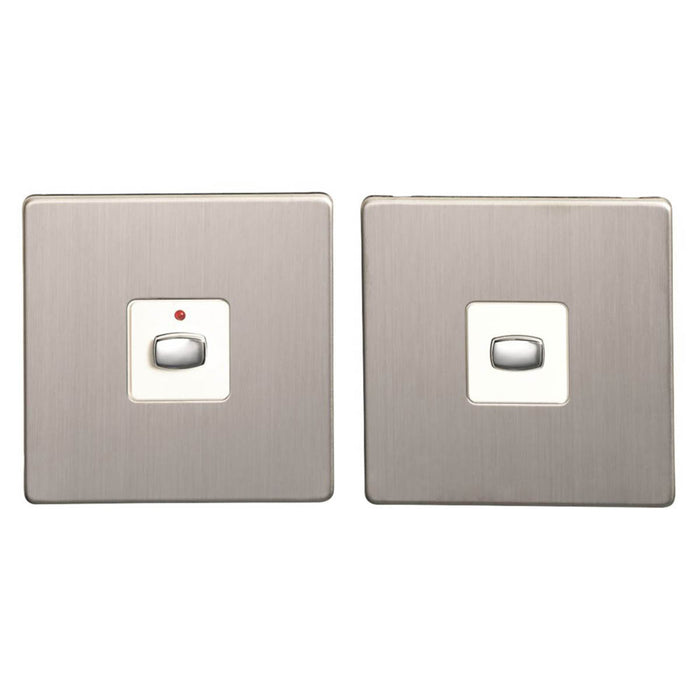LED Dimmer Switch Set 1-Gang 2-Way Brushed Steel Smart App Control Flat - Image 1