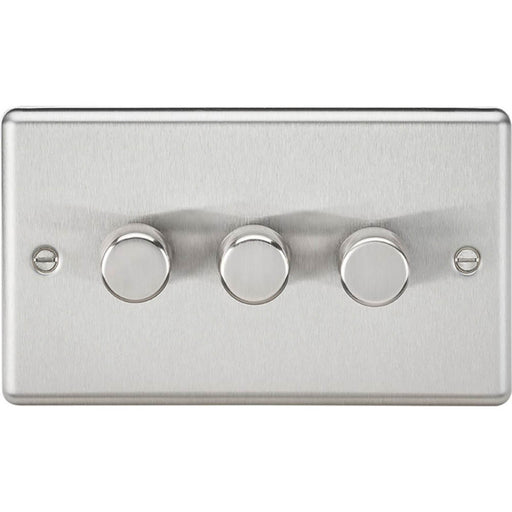 Knightsbridge  3-Gang 2-Way LED Intelligent Dimmer Switch  Brushed Chrome - Image 1