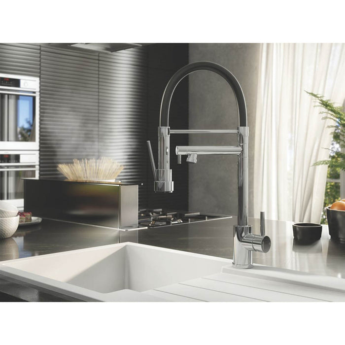 Kitchen Mixer Tap Chrome Single Lever Pull-Out Spout Modern Flexible Spray - Image 3