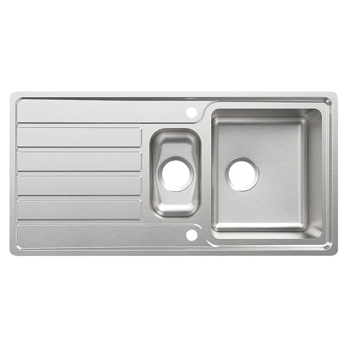 Kitchen Sink 1.5 Bowl Stainless Steel Reversible Drainer Inset Rectangular - Image 1