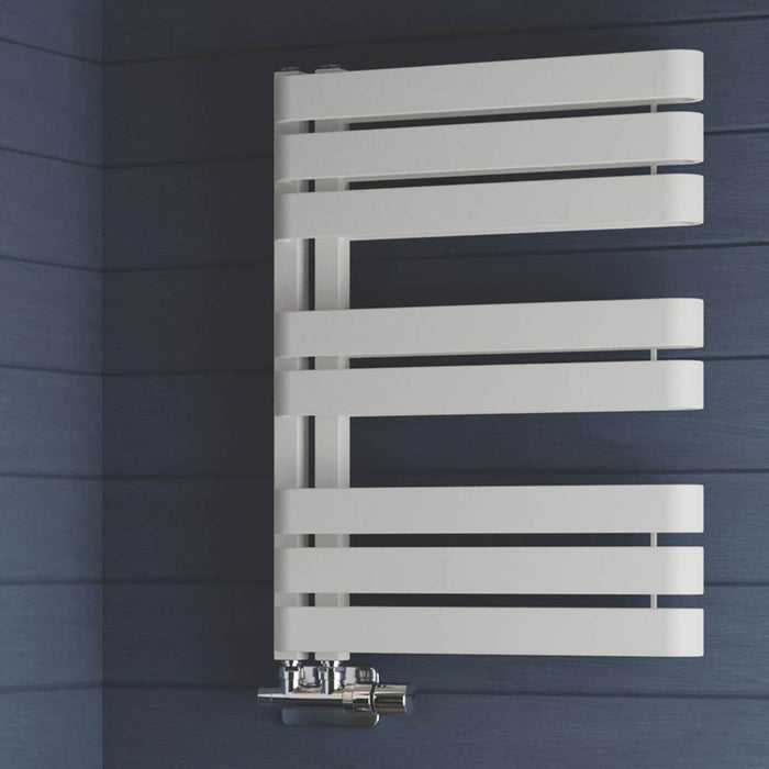 Designer Towel Rail Radiator Compact Wall Mounted 655 x 500mm White 1535BTU - Image 6