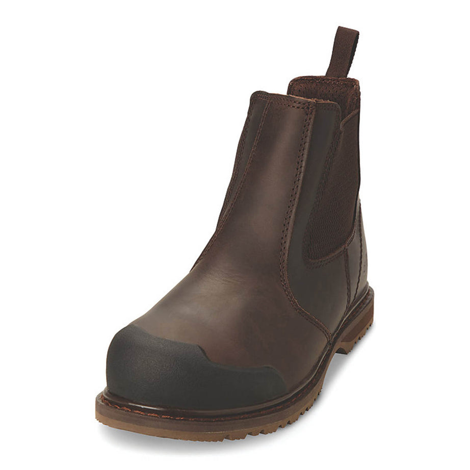 Site Safety Dealer Boots Mens Wide Fit Brown Leather Work Shoes Steel Toe Size 7 - Image 2